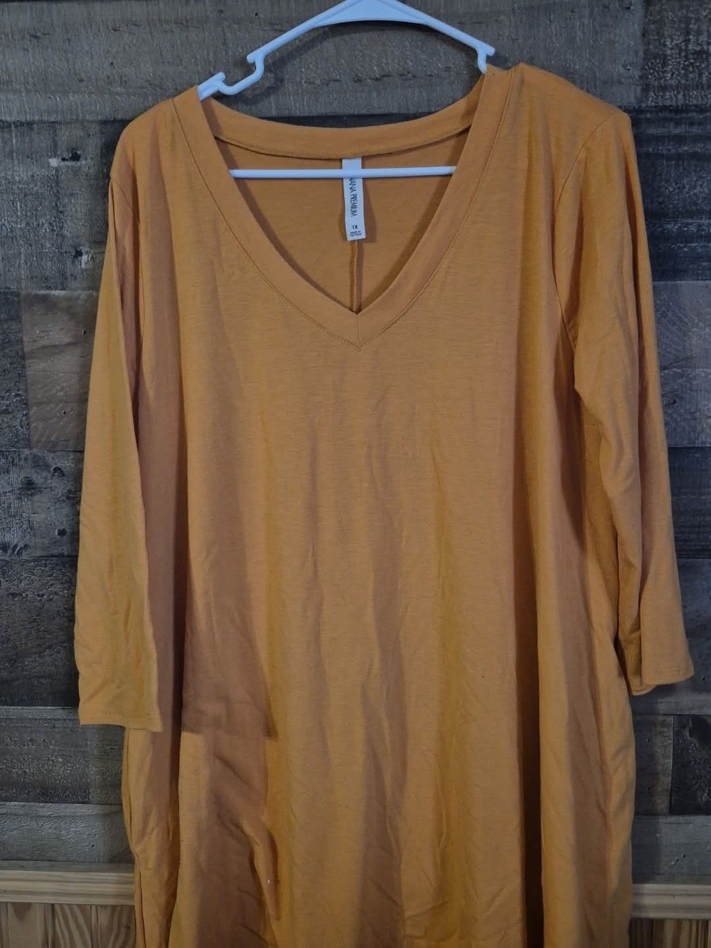 Zenana Outfitters V-Neck Long Sleeve Midi Dress - Mustard